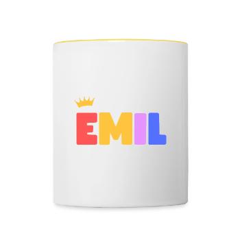 Emil! Personnalisable - Mug contrasté - blanc/jaune - Devant