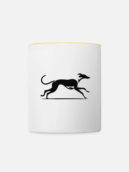 Elegantes Windhund Design - Tasse zweifarbig - Weiß/Gelb