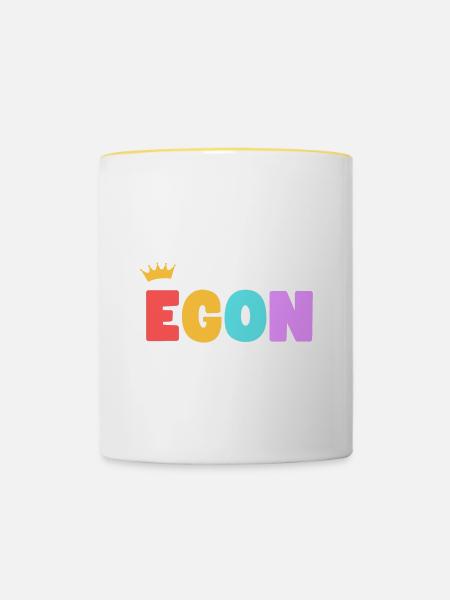 Egon! Personalisierbar - Tasse zweifarbig - Weiß/Gelb