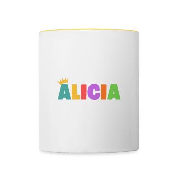 Alicia! Customizable - Contrasting Mug - white/yellow - Front