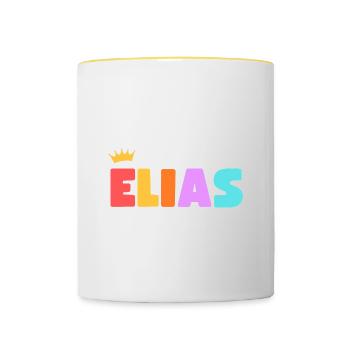 Elias! Personalisierbar - Tasse zweifarbig - Weiß/Gelb - Vorne