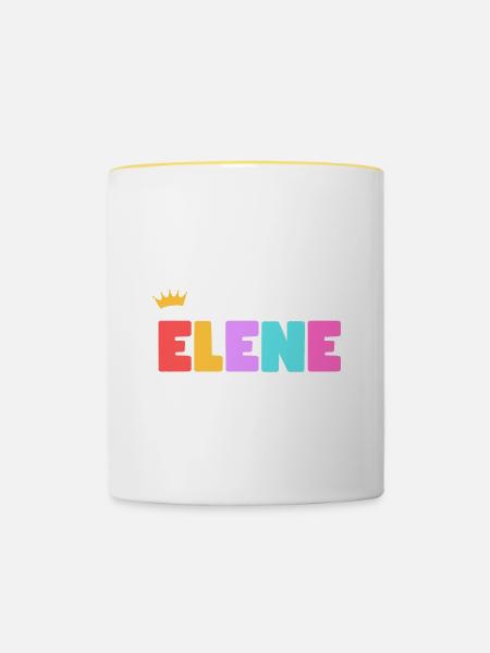 Elene! Personalisierbar - Tasse zweifarbig - Weiß/Gelb