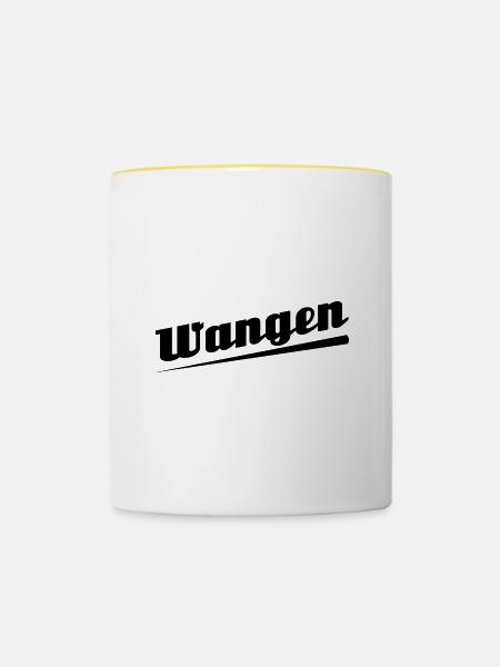 Wangen - Textdesign mit Stadtnamen - Tasse zweifarbig - Weiß/Gelb