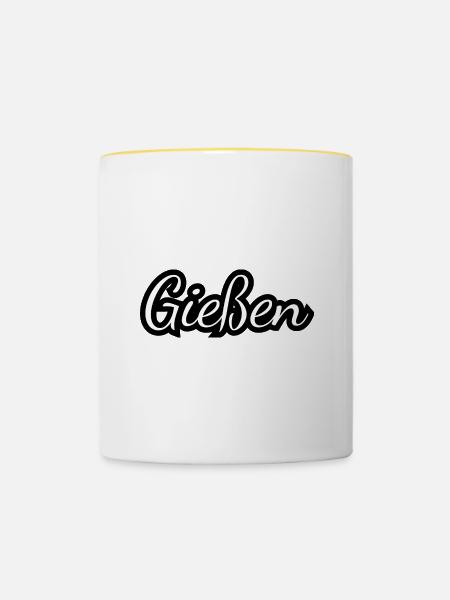 Gießen - Textdesign mit Stadtnamen - Tasse zweifarbig - Weiß/Gelb