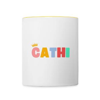 Cathi personnalisable - Mug contrasté - blanc/jaune - Devant