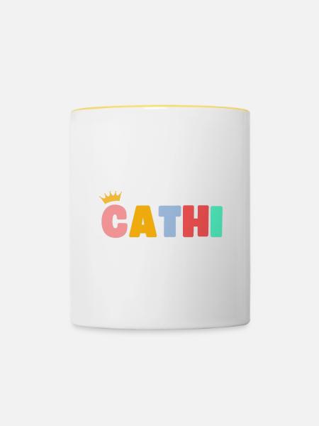 Cathi Personalisierbar - Tasse zweifarbig - Weiß/Gelb