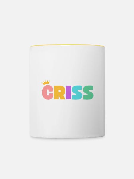 Criss! Personalisierbar - Tasse zweifarbig - Weiß/Gelb
