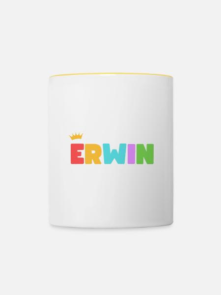 Erwin! Personalisierbar - Tasse zweifarbig - Weiß/Gelb