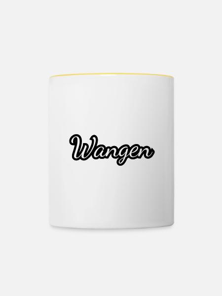 Wangen - Textdesign mit Stadtnamen - Tasse zweifarbig - Weiß/Gelb