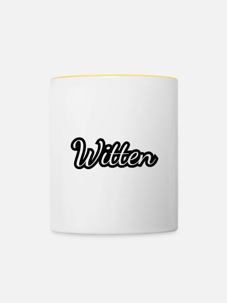 Witten - Textdesign mit Stadtnamen - Tasse zweifarbig - Weiß/Gelb