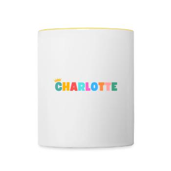 Charlotte! Customizable - Contrasting Mug - white/yellow - Front