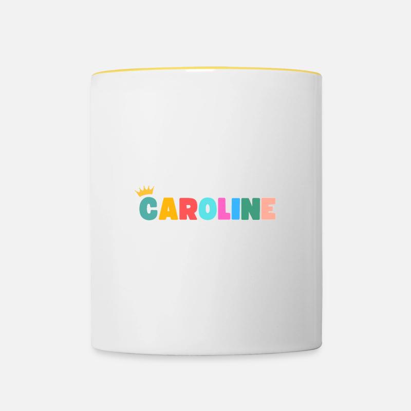 Caroline! Personnalisable - Mug contrasté - blanc/jaune