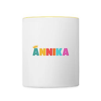 Annika! Personalisierbar - Tasse zweifarbig - Weiß/Gelb - Vorne