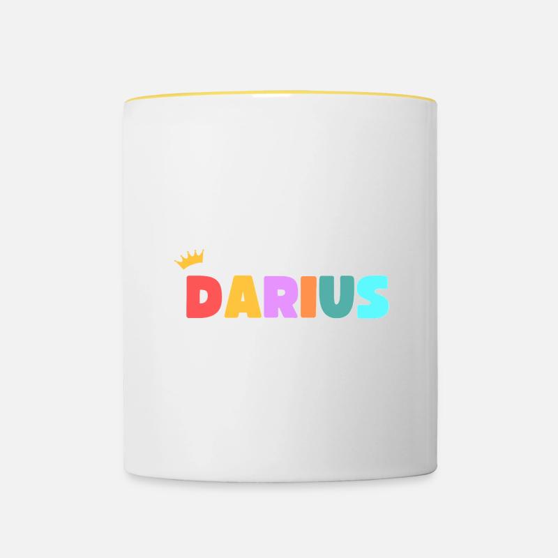 Darius! Personalisierbar - Tasse zweifarbig - Weiß/Gelb