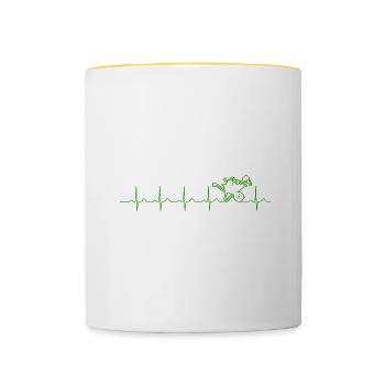 Heartbeat Brouette Jardin Jardinier Jardinier - Mug contrasté - blanc/jaune - Devant