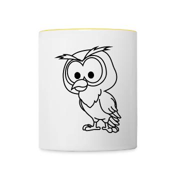 Owl Comic Animal - Contrasting Mug - white/yellow - Front