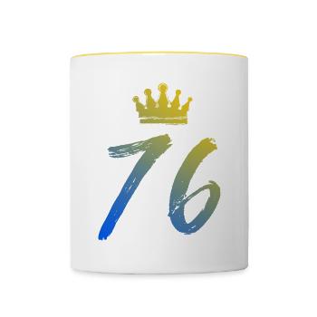 76 Number crown - Contrasting Mug - white/yellow - Front