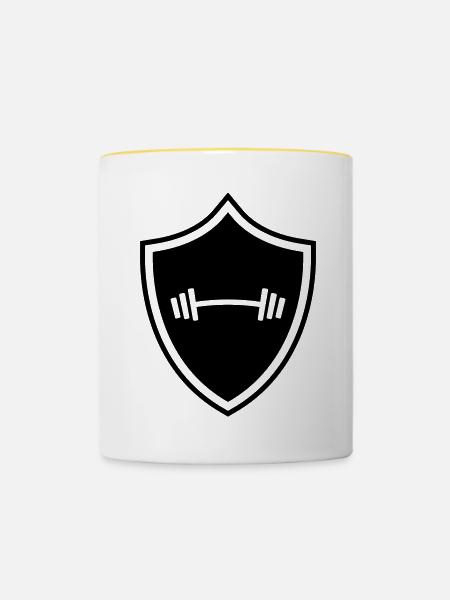 Hantel Gewichte Wappen - Tasse zweifarbig - Weiß/Gelb