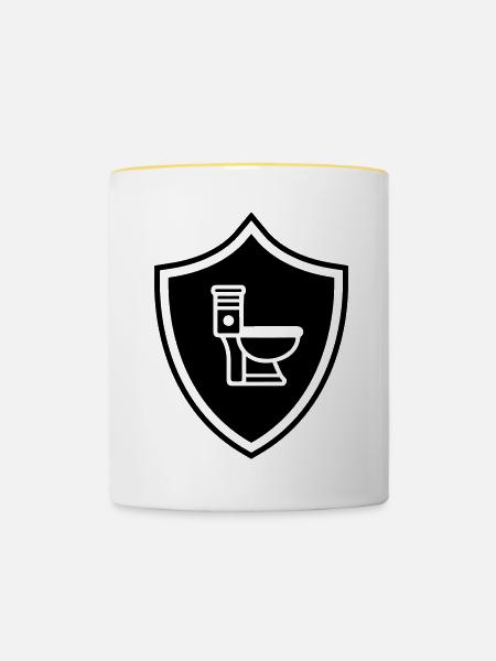 Wc Toilette Wappen - Tasse zweifarbig - Weiß/Gelb