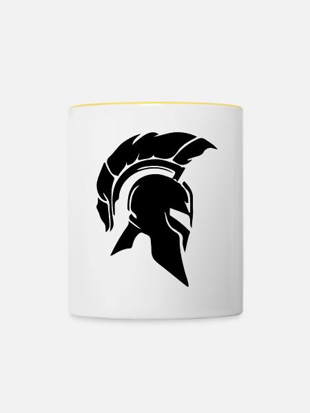 Spartaner Helm - Tasse zweifarbig - Weiß/Gelb