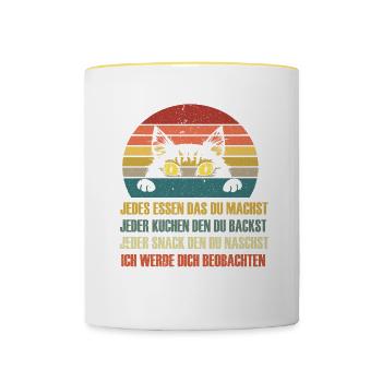 Katze Kätzchen Spruch - Tasse zweifarbig - Weiß/Gelb - Vorne