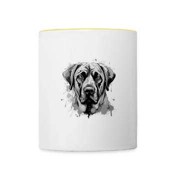 Kangal Hund Kopf Porträt Tier - Tasse zweifarbig - Weiß/Gelb - Vorne