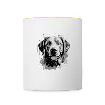 Labrador Dog Head Portrait Animal - Contrasting Mug - white/yellow - Front