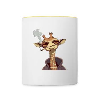 Giraffe Raucher Smoke Joint - Tasse zweifarbig - Weiß/Gelb - Vorne