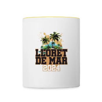 Lloret De Mar 2024 Voyage Vacances - Mug contrasté - blanc/jaune - Devant