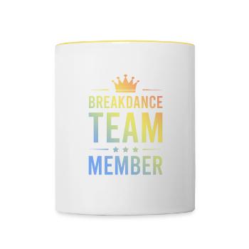 Breakdance Team Bunt - Tasse zweifarbig - Weiß/Gelb - Vorne
