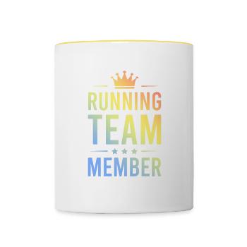 Running Team Bunt - Tasse zweifarbig - Weiß/Gelb - Vorne