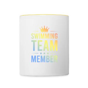 Équipe de natation colorée - Mug contrasté - blanc/jaune - Devant