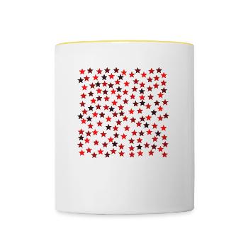 Idée cadeau étoiles noir rouge orange - Mug contrasté - blanc/jaune - Devant