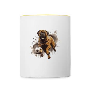 Mastiff Dog Soccer Sports Team - Contrasting Mug - white/yellow - Front