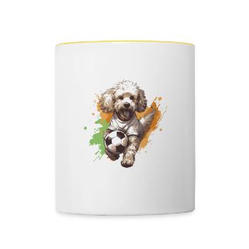 Poodle Dog Soccer Sports Team - Contrasting Mug - white/yellow - Front
