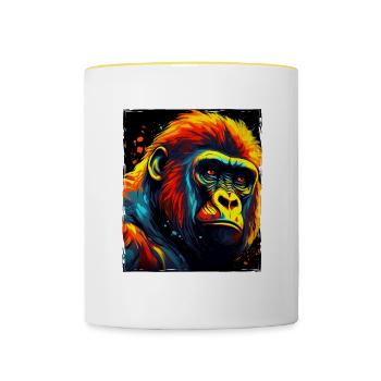 Gorilla Portrait - Contrasting Mug - white/yellow - Front