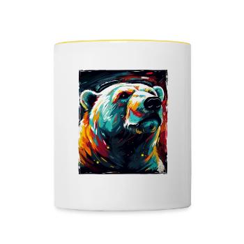 Polar Bear Portrait Polar Bear - Contrasting Mug - white/yellow - Front