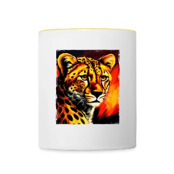 Gepard Portrait - Tasse zweifarbig - Weiß/Gelb - Vorne