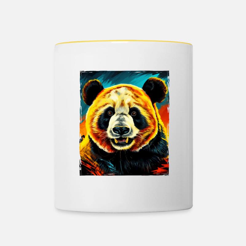Panda Portrait - Tasse zweifarbig - Weiß/Gelb