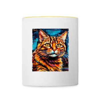 Cat Portrait - Contrasting Mug - white/yellow - Front