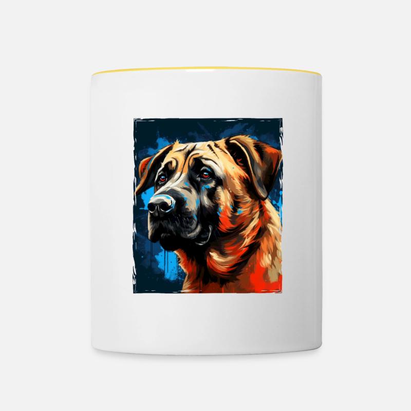 Portrait de chien Kangal - Mug contrasté - blanc/jaune