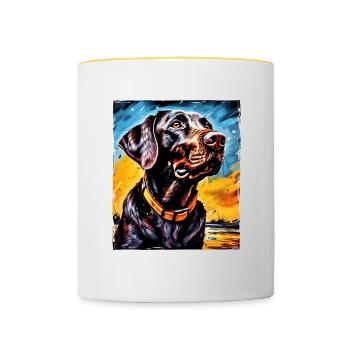 Labrador Hund Portrait - Tasse zweifarbig - Weiß/Gelb - Vorne