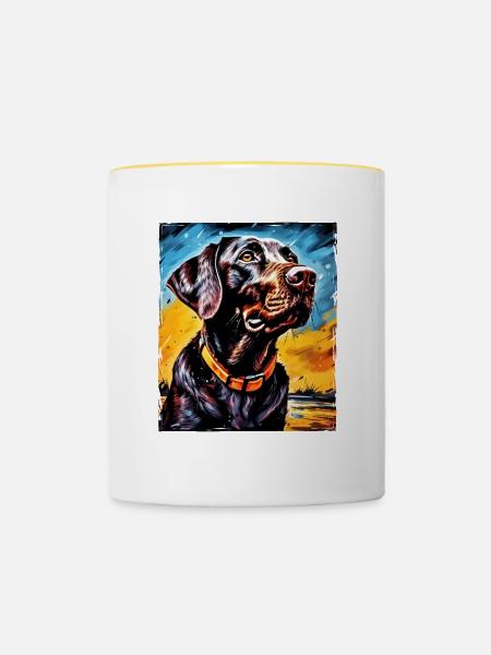 Labrador Hund Portrait - Tasse zweifarbig - Weiß/Gelb