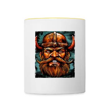 Wikinger Krieger Valhalla Odin - Tasse zweifarbig - Weiß/Gelb - Vorne