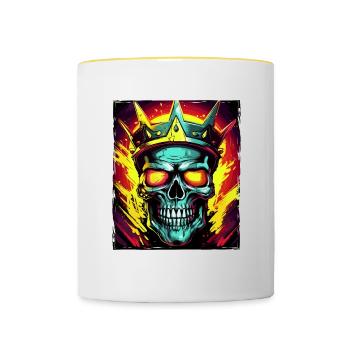 Couronne de Roi Crâne - Mug contrasté - blanc/jaune - Devant