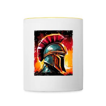 Spartan Warrior Sparta Helmet - Contrasting Mug - white/yellow - Front