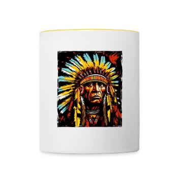 Apache Indianer Häuptling - Tasse zweifarbig - Weiß/Gelb - Vorne