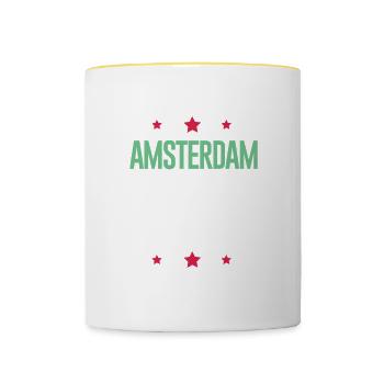 Vacances à Amsterdam 2024 - Mug contrasté - blanc/jaune - Devant