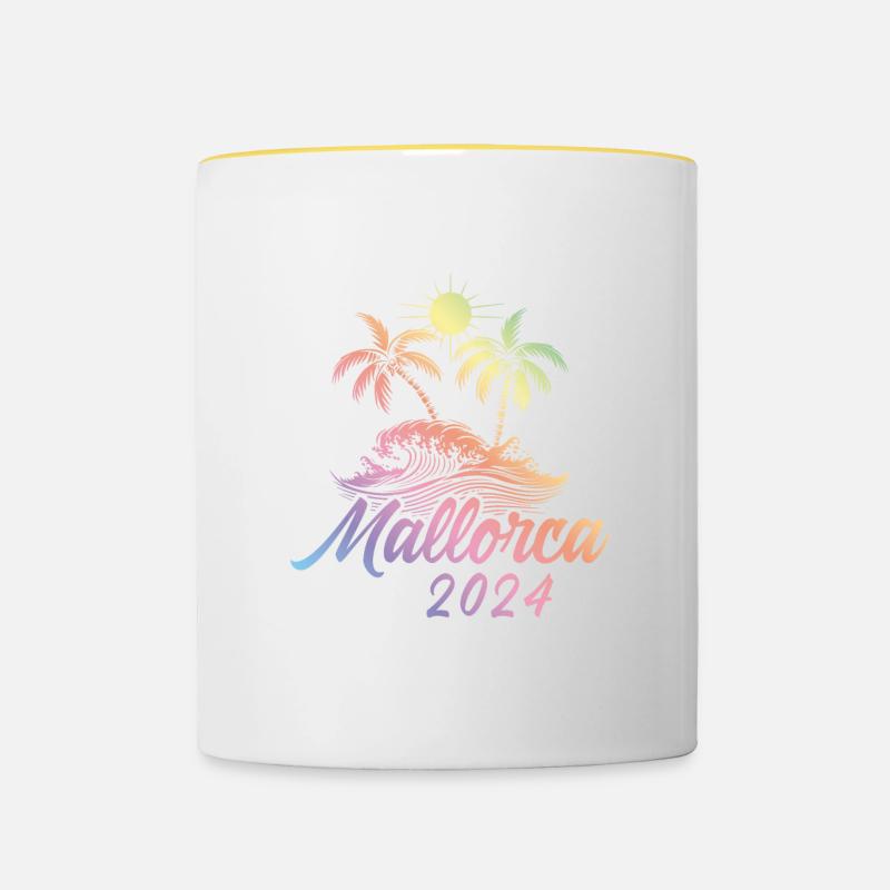 Mallorca 2024 Bunt - Tasse zweifarbig - Weiß/Gelb