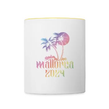 Mallorca Palme 2024 Équipe Coloré - Mug contrasté - blanc/jaune - Devant